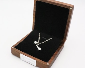 Personalised Silver Dumbbell Pendant Necklace  | Gym Gift | Custom Engraved Unique Fitness Jewellery