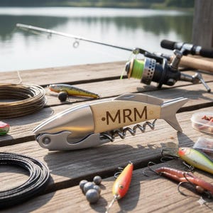 Sacacorchos de pesca personalizado/abridor de botellas multifunción de pescador, regalo para pescadores