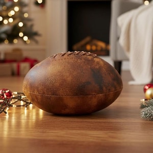 Vintage Faux Leather Rugby Ball Doorstop | Sports Home Decor
