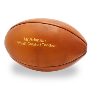 Personalised Vintage Tan Leather Rugby Ball, Personalised Rugby Ball