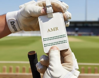 Gepersonaliseerd wit cricketbagagelabel voor alle weersomstandigheden