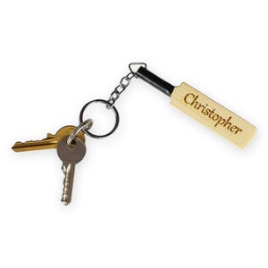 Llavero personalizado de mini bate de críquet / Recuerdo de madera grabado a medida para deportistas