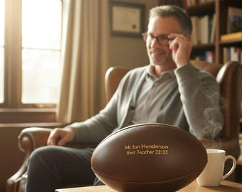 Gepersonaliseerde vintage leren rugbybal - Vaderdagcadeau