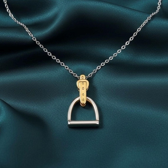 Collar Personalizado Con Estribo De Plata De Ley Y Oro / Joyería