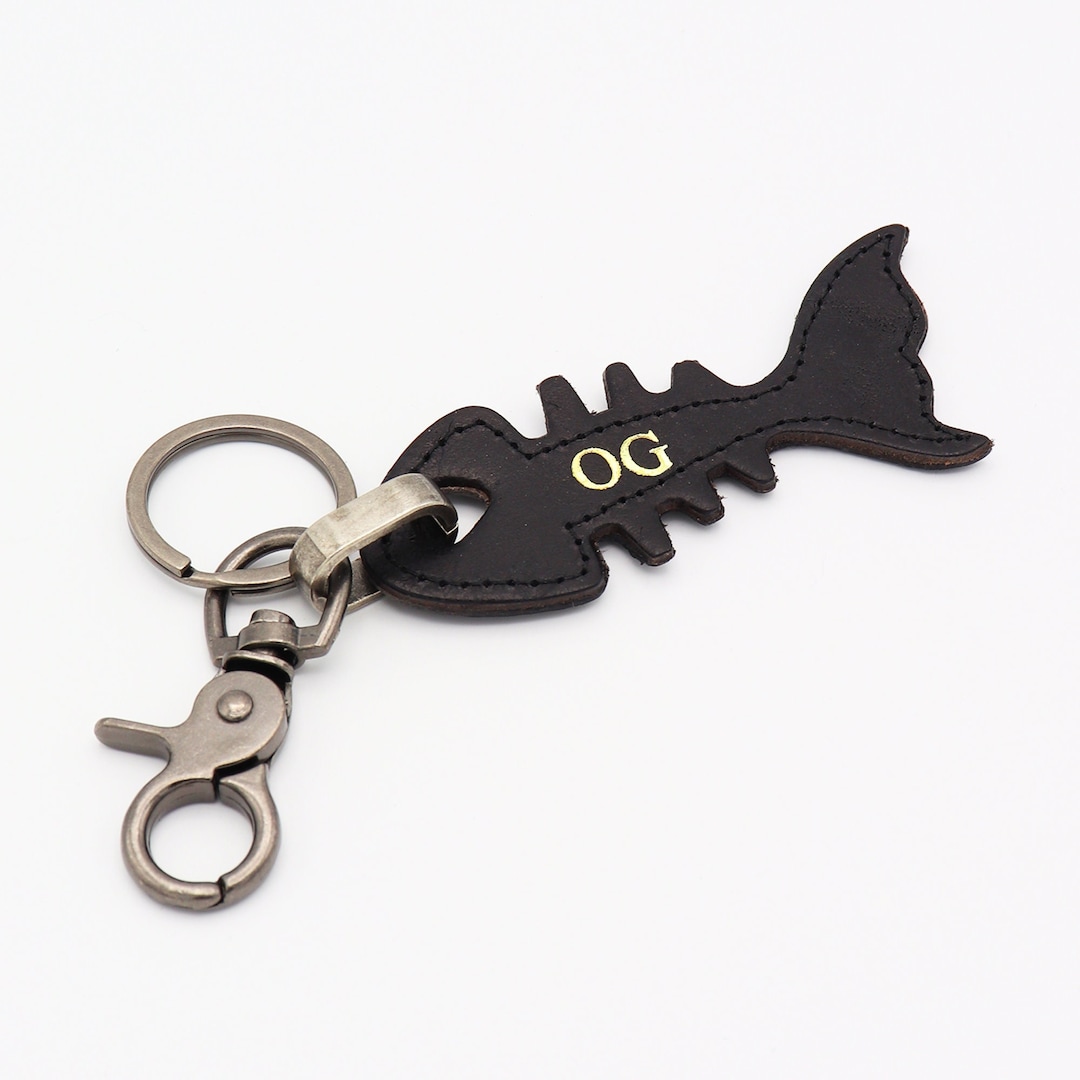 Fish Keyring Personalised Leather Fish-shaped Keychain for Anglers | Custom Fishing ...
