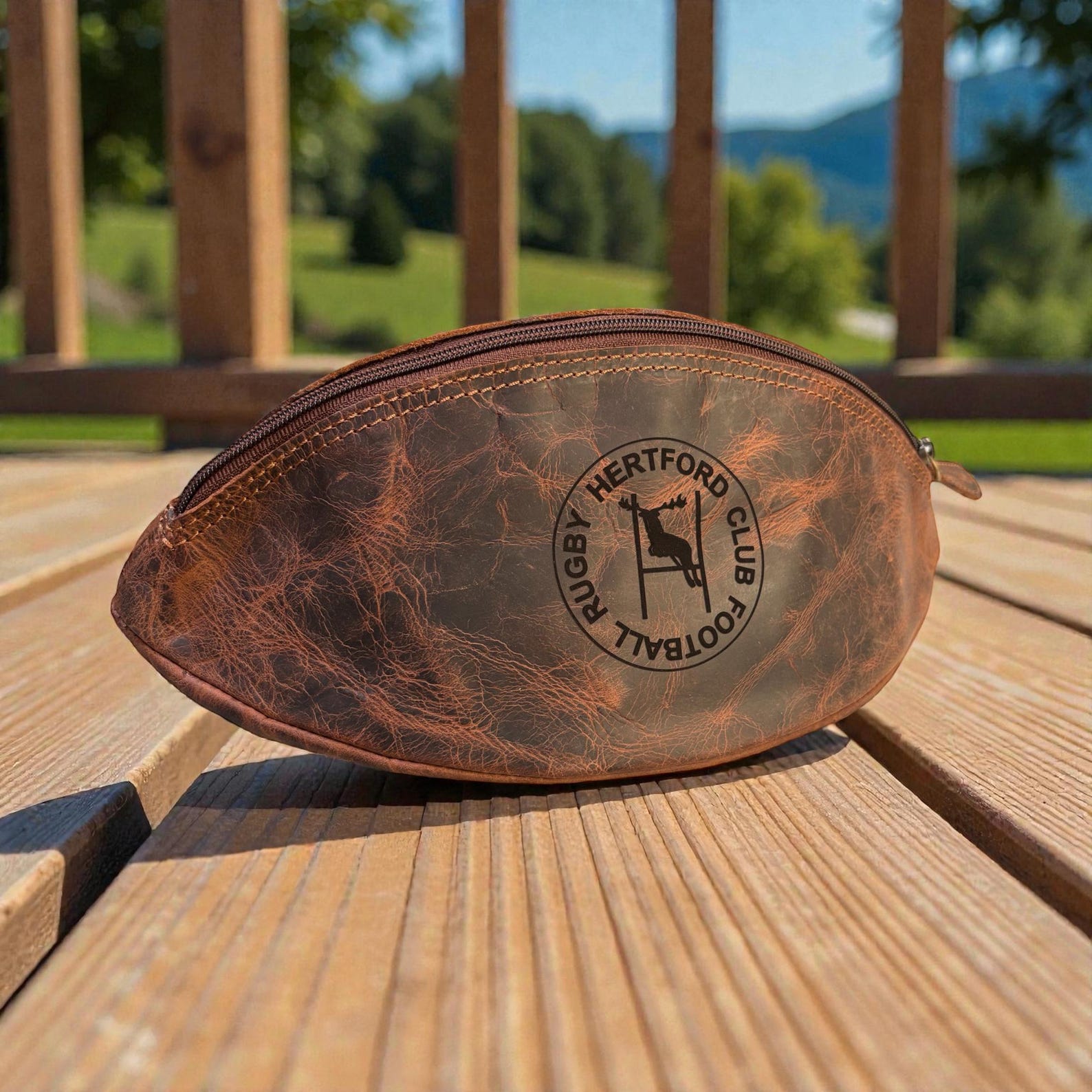 Personalized Buffalo Leather Rugby Ball Wash Bag | Sports Gift - Etsy