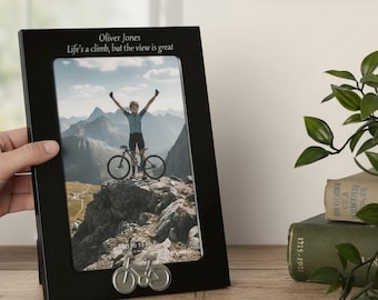 Gepersonaliseerde fietsfotolijst met fietsmotief - sportgeheugendisplay cadeau voor fietsers