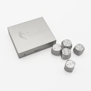 Personalised Stainless Steel Dice Game | Sports Travel Game | Personalised Steel Dice Set Gift for Sports Players