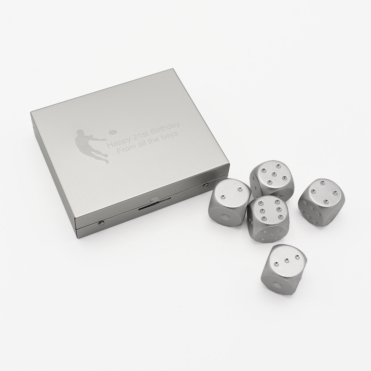 Personalisiertes Edelstahl Würfelspiel | Sport Reisespiel | Personalisiertes Stahl Dice Set Geschenk für Sportspieler