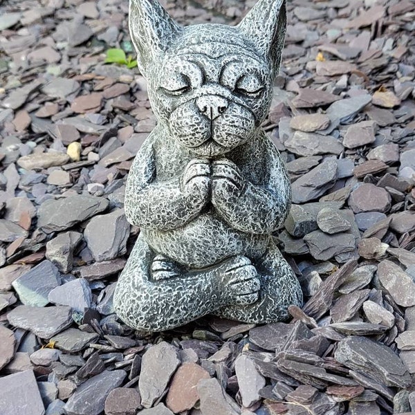 Concrete french bulldog statue