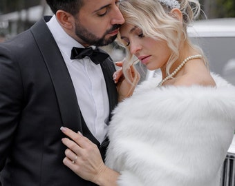 Faux fur bridal ivory shawl Faux fur ivory wrap Fur ivory Faux fur shawl bridal wrap Faux fur bridal coat Premium Fur