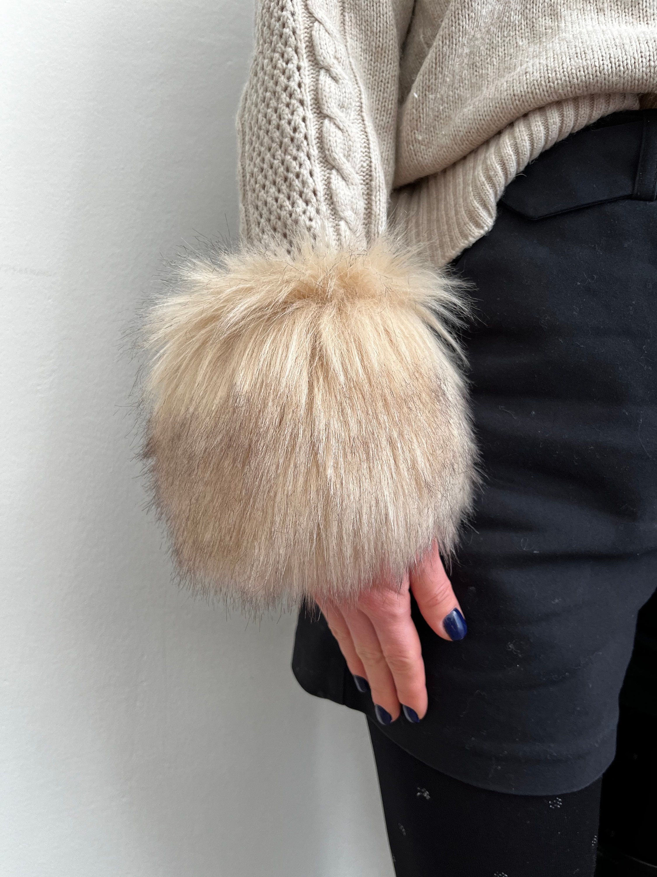 Women's Fluffy Faux Fur Cuffs & Arm Warmers – Winter Wrist Warmer Bracelet Gloves (Fingerless)