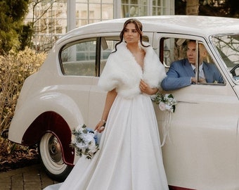 Faux Fur Bridal Ivory Coat, Ivory Fur Jacket Bridal, Fur Coat Fau