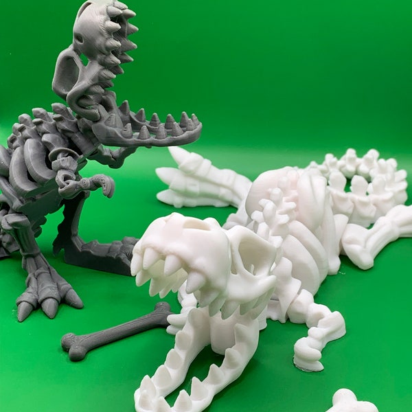 Articulated Skeleton T-Rex With Bone/Flexible/Movable Joints/Multiple Colors/Bones/3d Printed/Stocking Stuffer/Desk Toy/Kids Toy!