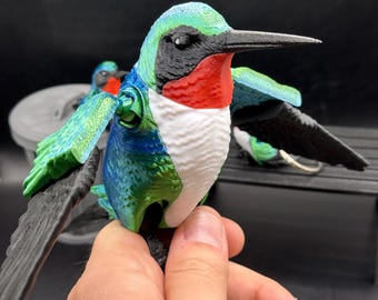 Articulated Hummingbird Fidget Toy/Desk Toy/Decoration/Gift For Him/Her/Stocking Stuffer/Cute Hummingbird/Moveable Wings/3 Styles/Keychain!