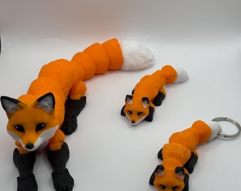 Articulated Fox Fidget Toy/Desk Toy/Cute Animals/Animal Lovers/3 Styles/Large, Small Or Keychain Option/Stocking Stuffer/Gift!