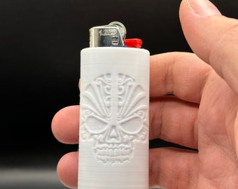 Ornamental Skull Bic Lighter Case/Fits Standard Sized Bic Lighters/Spooky/Halloween/Offered In Multiple Colors!