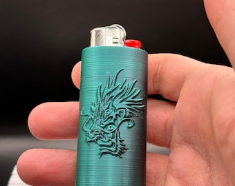 Estuche para encendedor Bic Dragon Head/Se adapta a encendedores Bic de tamaño estándar/Criatura mítica/¡Se ofrece en varios colores!