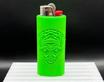 Alien Bic Lighter Case/Fits Standard Bic Lighters/Alien Head/Multiple Colors!