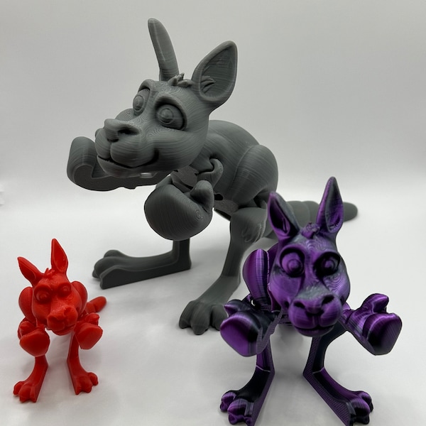 Articulated Kangaroo/Flexible Joints/Flexi-Boxer kangaroo/Fidget Toy/Desk Toy/Fun Toy/Kids Toy/3D Printed!