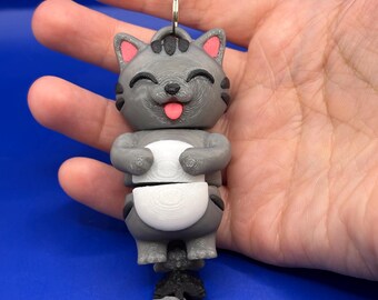 Cute Smiling Cat Keychain For Backpacks, Purses, Satchels/Articulated Cat/Fidget/Happy/Adorable/Cat Lovers/Gift/Stocking Stuffer!