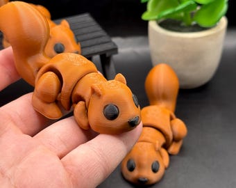 Cute Baby Articulated Squirrel/Animal Lovers/Fidget Toy/Flexible Joints/Stocking Stuffer/Desk Buddy/Squirrels/Gift For Him/Her/Fun!