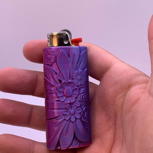 Metal Lighter Case Cover Fits Standard Bic Lighter J6 In Heart /Flower