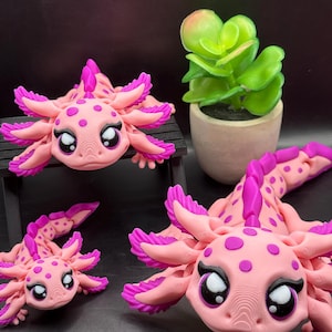 Articulated Axolotl Fidget Toy/Cute Axolotl/Desk Toy/3 Sizes/3 Color Options/Gift For Him/Her/Adorable Animals!