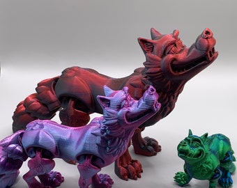 Articulated Wolf/Flexi-Wolf/Moveable Joints/Desk Toy/Fidget Toy/Kids Toy/Stocking Stuffer/3 Sizes/Multiple Colors/3d Printed!