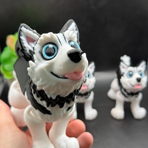 Schattige flexibele huskyhond/zwart-witte husky/schattige hond/hondenliefhebbers/fidgetspeelgoed/bureauspeelgoed/gezelschap/gelede hondensoort/cadeau voor hem/haar