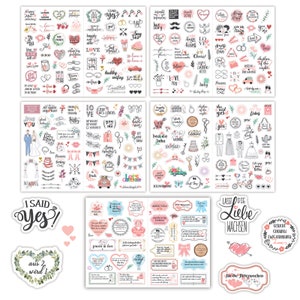  Abaodam 20 Sheets Wedding Stickers Bride Planner Wedding  Scrapbook Stickers Heart Stickers for Wedding Bride Stickers Wedding Decals  Sticker Pack PVC Self-Adhesive Heart-Shaped : Office Products