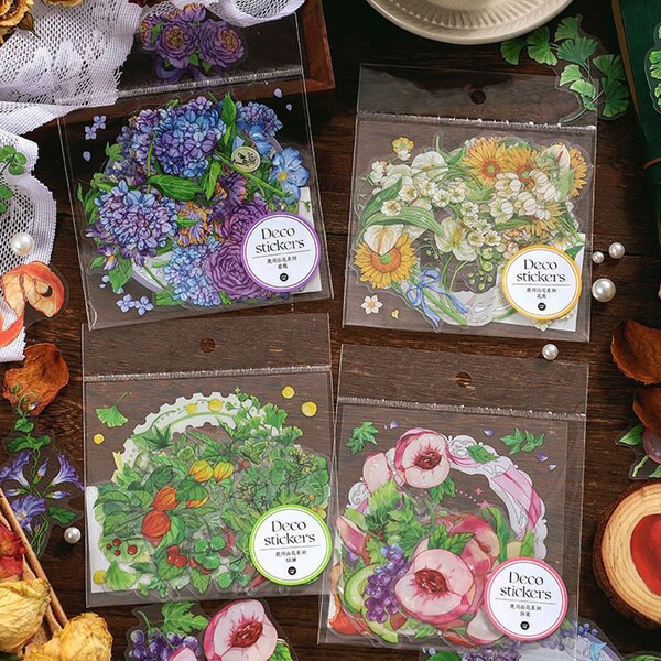 Clear Flowers Sticker,Fruit Stickers,Bullet Journal,Scrapbook,Journal Supplies