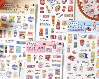 Beverage Food Washi Stickers,Laptop Stickers, Planner Stickers