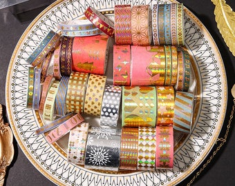 40 Rolls of Gold Foil Christmas Washi Tape Set,Masking Tape Washi,DIY Decorative Gift Paper Tape