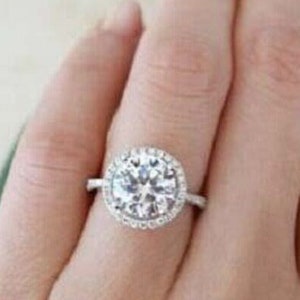 Antique Round Cut Moissanite Engagement Ring, Classic Halo Wedding Ring, Vintage Promise Ring, Surprise Gift, Diamond Ring, Wedding Ring