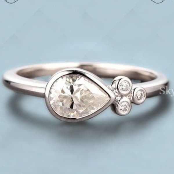 Gem Treasures Choice of Pear Shape Gem & Zircon East-West Ring