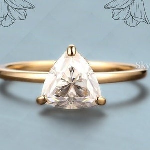14K Yellow Gold Trillion Cut Engagement Ring, Trillion Solitaire Diamond Ring, Triangle Diamond Ring, Anniversary Wedding Ring, Promise Ring