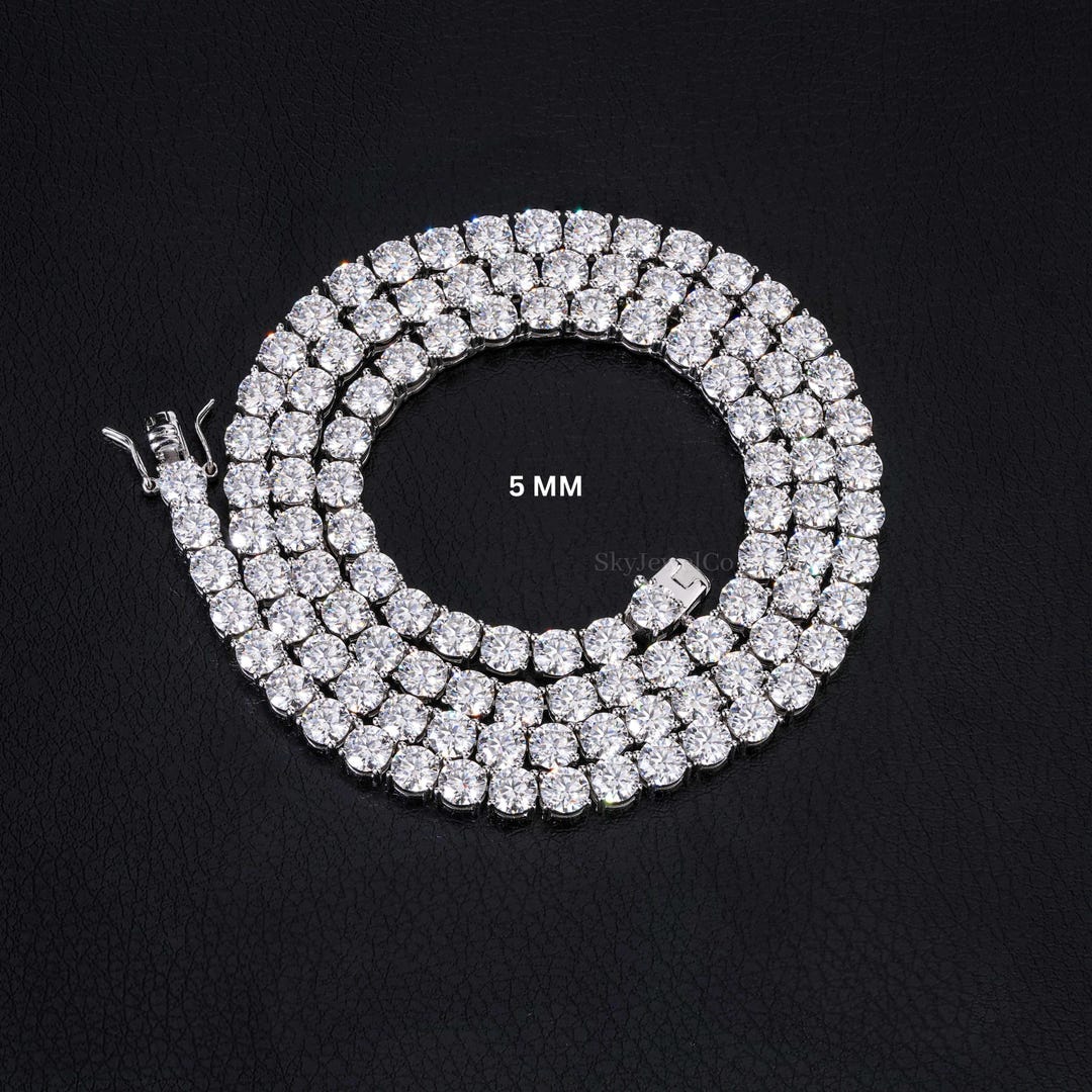 5mm Iced Out Diamond VVS Tennis Chain, Iced Out Tennis Chain