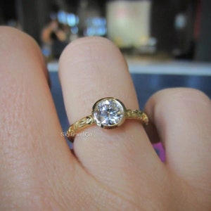 Victorian Style Ring ,Old European Cut Diamond Engagement Ring ,Bezel Set Wedding Ring For Women, Solitaire Moissanite Anniversary Gift Ring