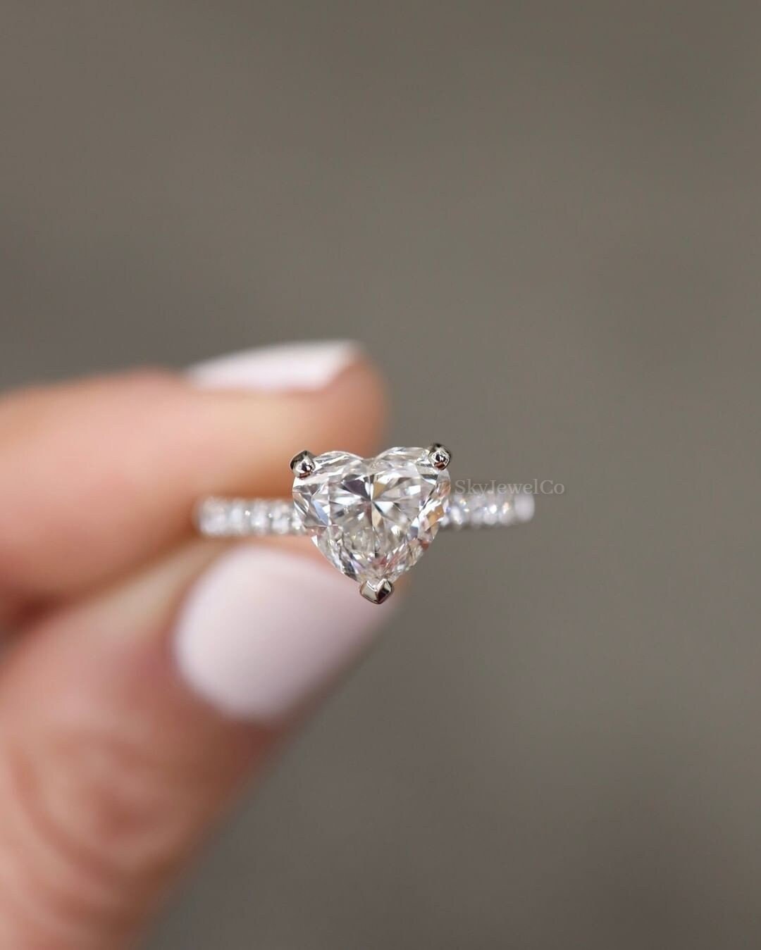 Heart Shaped Moissanite Engagement Ring, Eternity Wedding Band Women ...