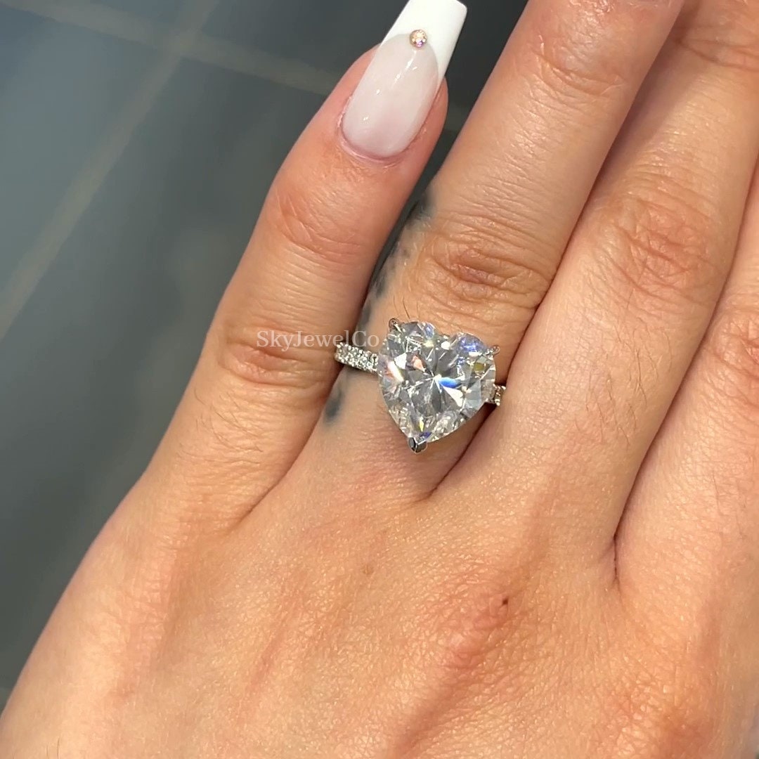 Dainty Heart Cut Solitaire Engagement Ring 14K Gold Promise Ring