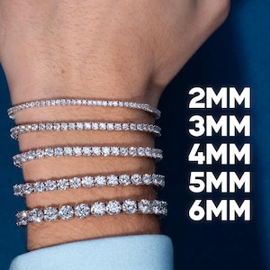 2-5MM Certified VVS1 Round Cut Moissanite Tennis Bracelet