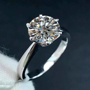 3 CT Solitaire Moissanite Ring, 6 Prong Engagement Ring, Round Solitaire Wedding Ring, Bridal Anniversary Ring, Promise Ring, Gift For Women