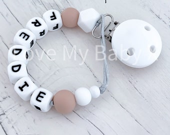 Silicone Dummy Clip Pastel Dummy Chain Dummy Clip Personalised Dummy Holder Christening Gift MAM Clip newborn Gift Boho Dummy holder