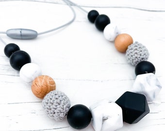 Silicone Wooden Necklace | Fidgeting Toy | Nursing Necklace | Silicone Jewellery | New Mother Gift | Mothers Day Gift | Neborn gift