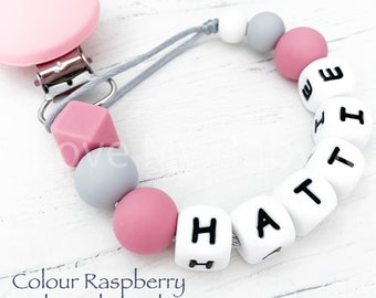 Personalised Silicone Dummy Clip | Custom Soother Chain | Dummy Chain | Soother Fastener | Dummy Holder | Newborn Gift | MAM Clip Request