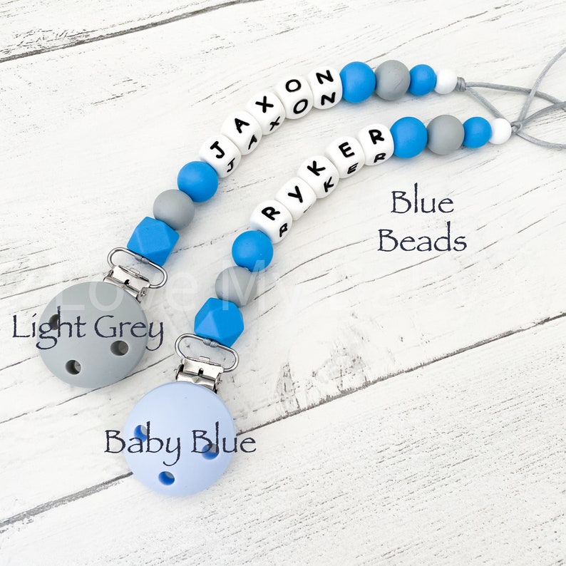 Personalised Soft Silicone Dummy Clip Personalized Pacifier Clip Dummy Chain Soother Fastener Dummy Holder Newborn Gift MAM Clip Bib image 6