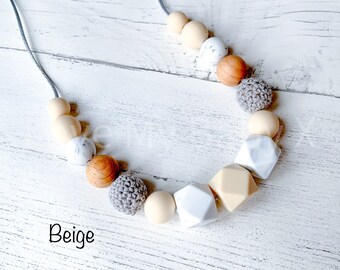 Silicone Wooden Necklace | Fidgeting Toy | Nursing Necklace | Silicone Jewellery | New Mother Gift | Mothers Day Gift | Neborn gift