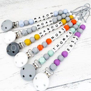 Personalised Soft Silicone Dummy Clip Personalized Pacifier Clip Dummy Chain Soother Fastener Dummy Holder Newborn Gift MAM Clip Bib image 4