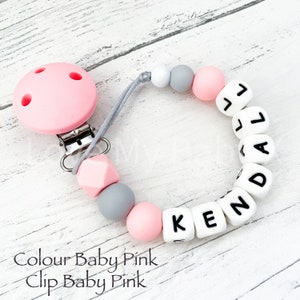 Personalised Soft Silicone Dummy Clip Personalized Pacifier Clip Dummy Chain Soother Fastener Dummy Holder Newborn Gift MAM Clip Bib image 8